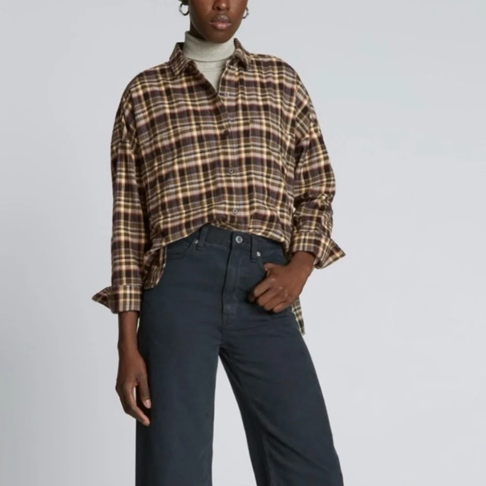 NEW NWT Everlane Boxy Plaid Flannel button down shirt Small